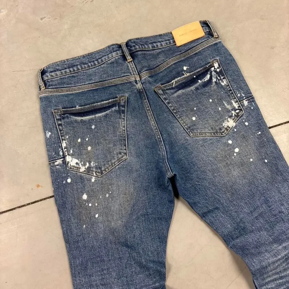purple brand p001 painted skinny designer jeans